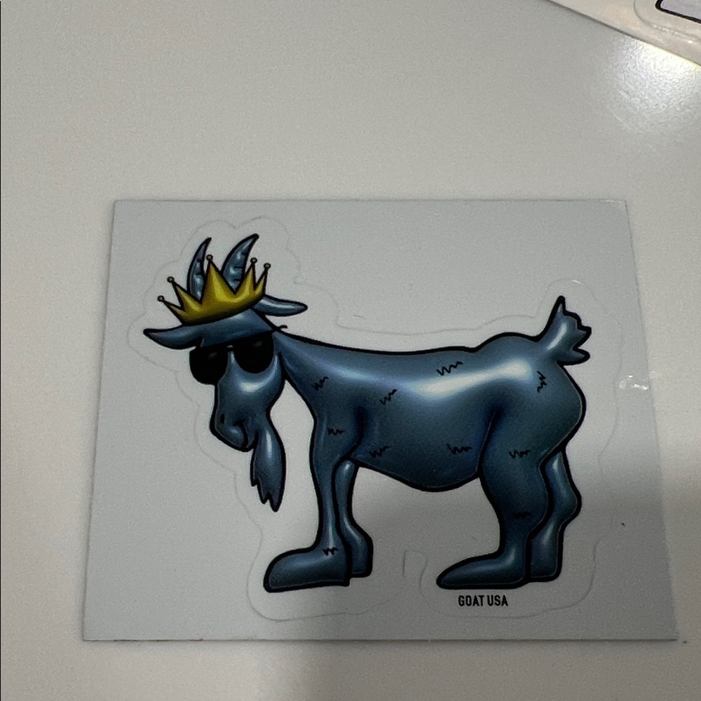 GOAT USA Blue Goat Sticker with Crown - Fun Party Favor